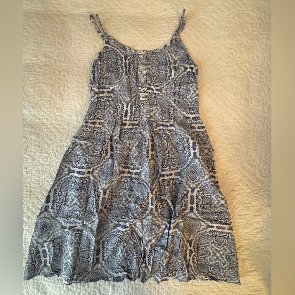 Garage Blue and White Geometric Dress